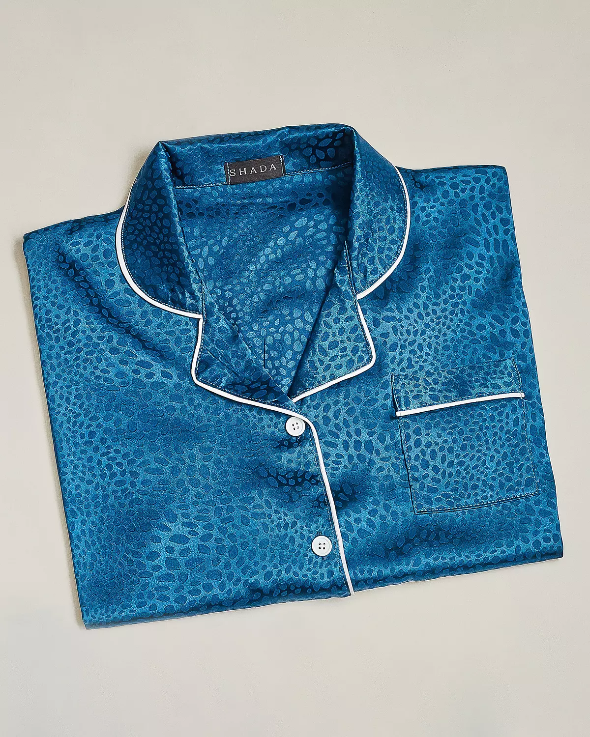 Blue Satin Buttoned PJ Set  hover image