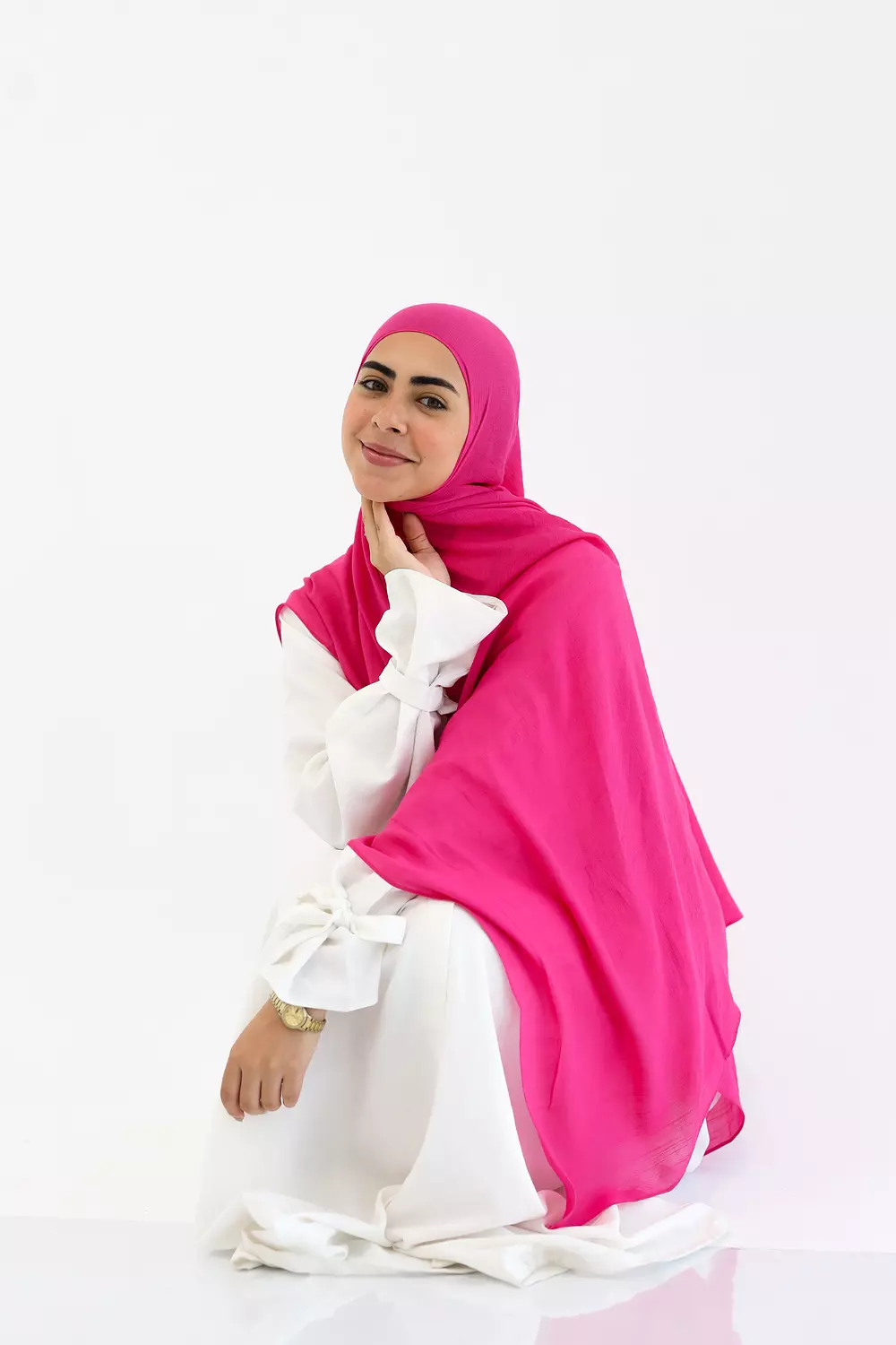 Fuchsia Linen scarf  1