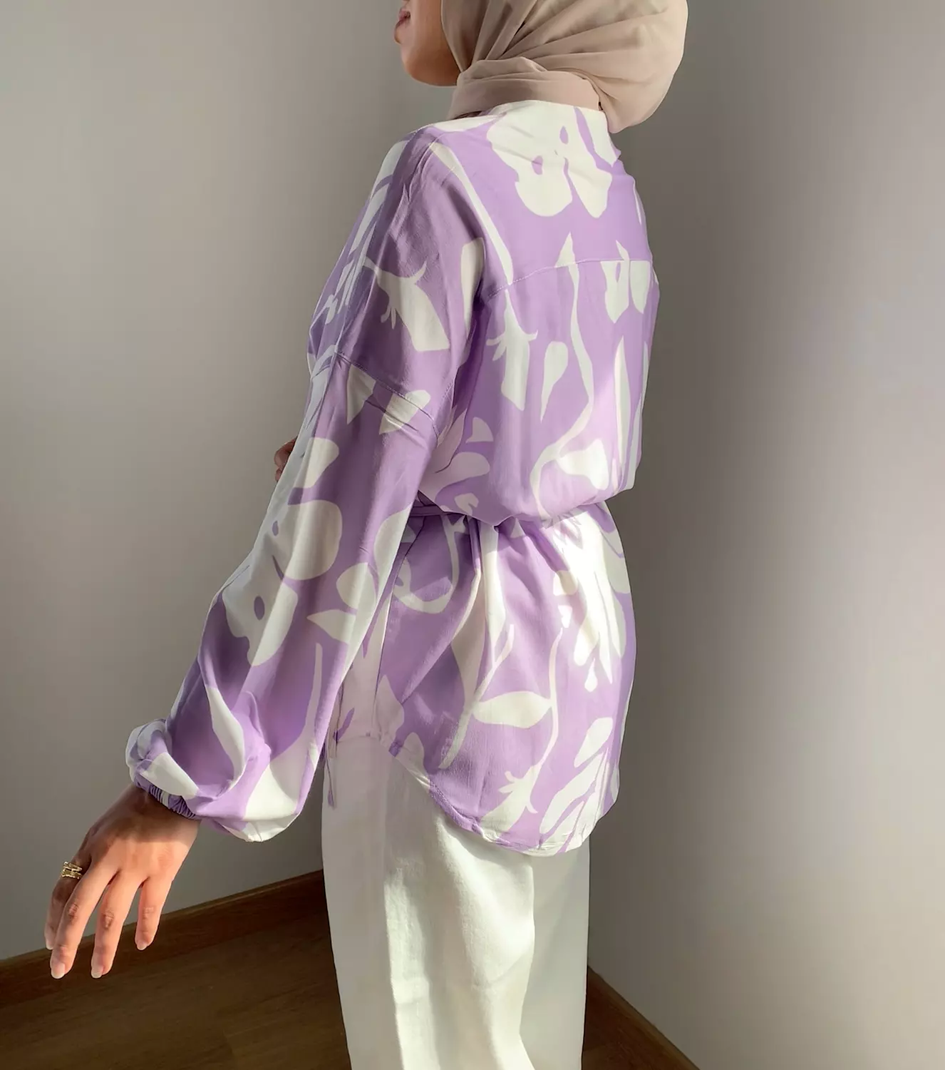 Tie-Wrap Blouse in Lavender 2