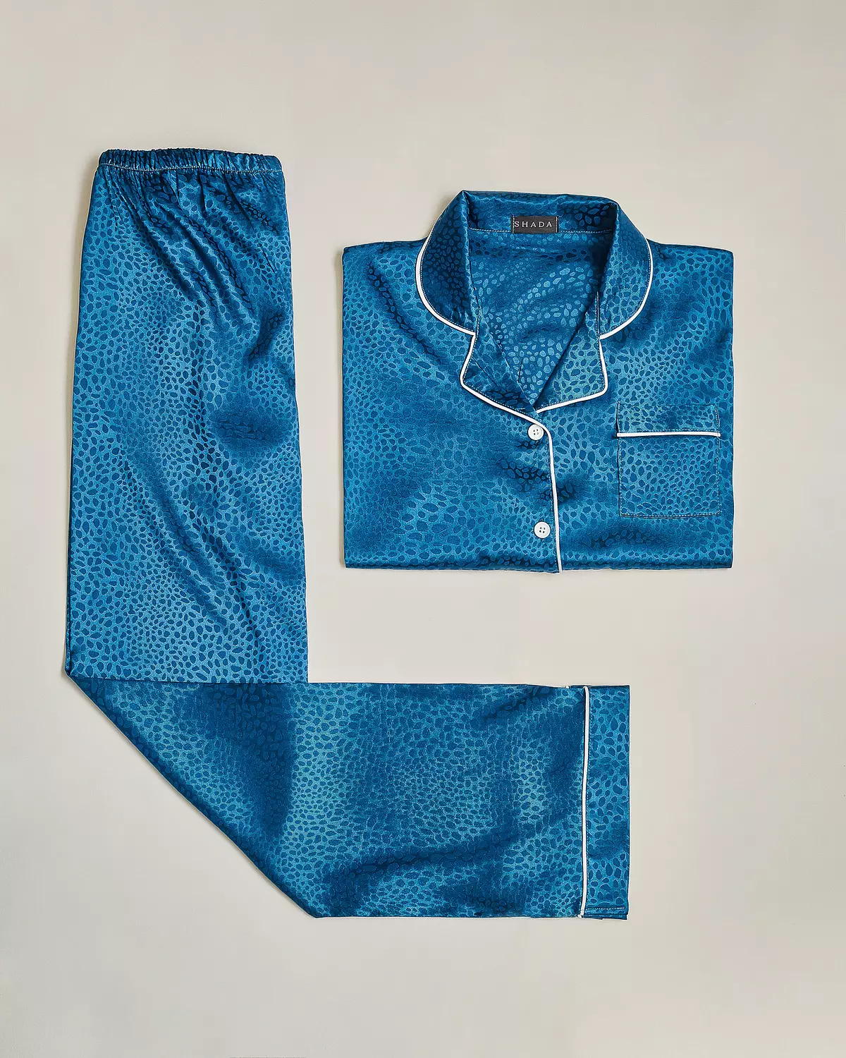 Blue Satin Buttoned PJ Set  image