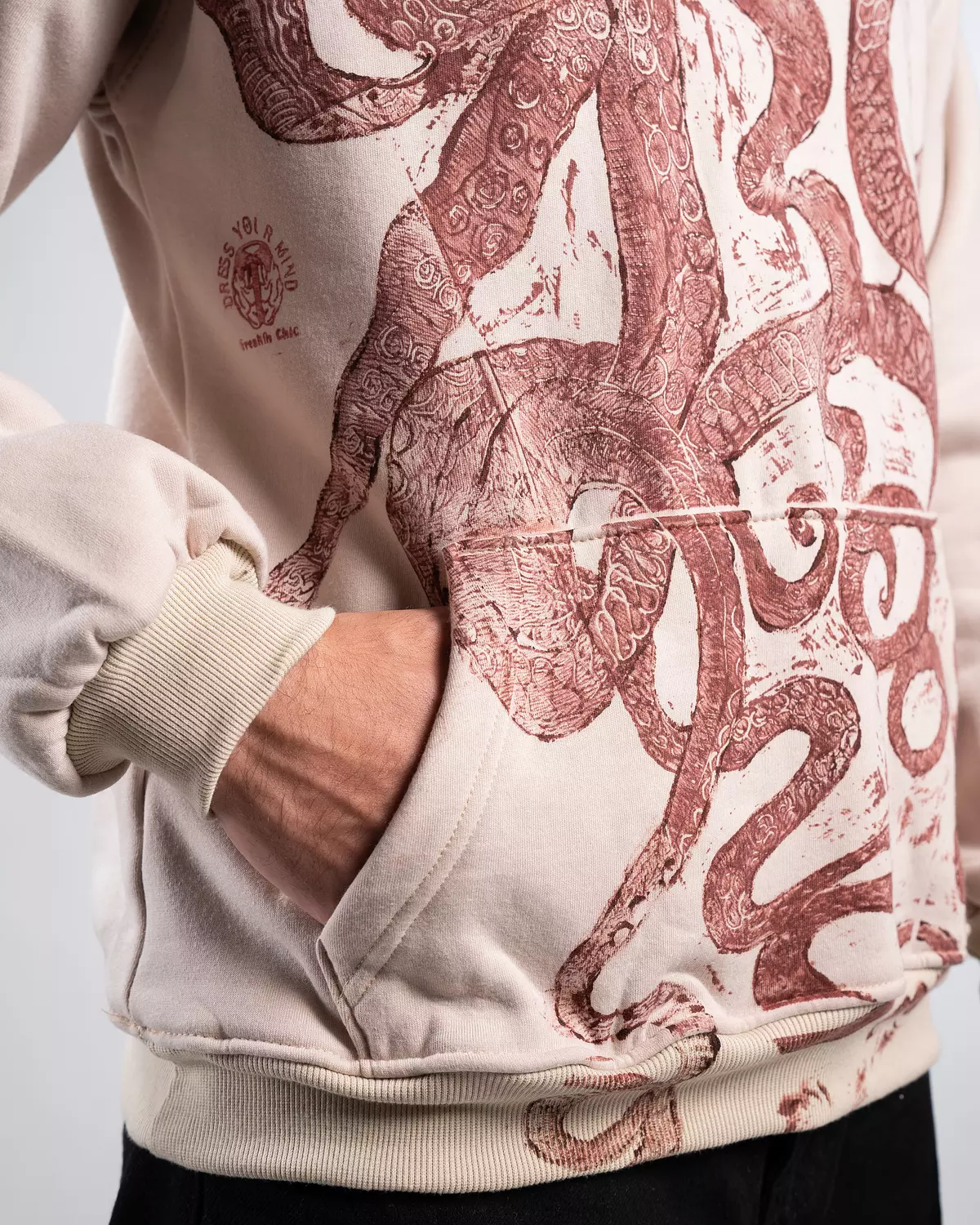 “ Attack from the DeeP” hand -printed & painted hoodie  2