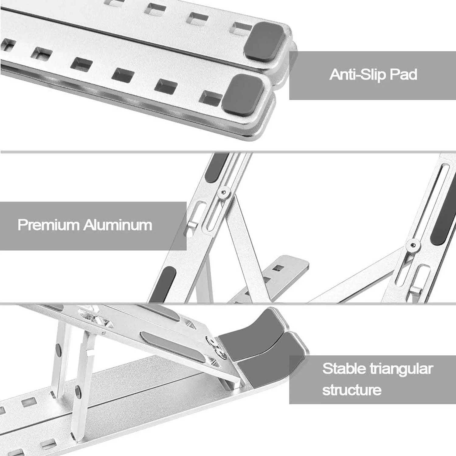 Creative Foldable Laptop Stand with 6-Level Lift Gray 5