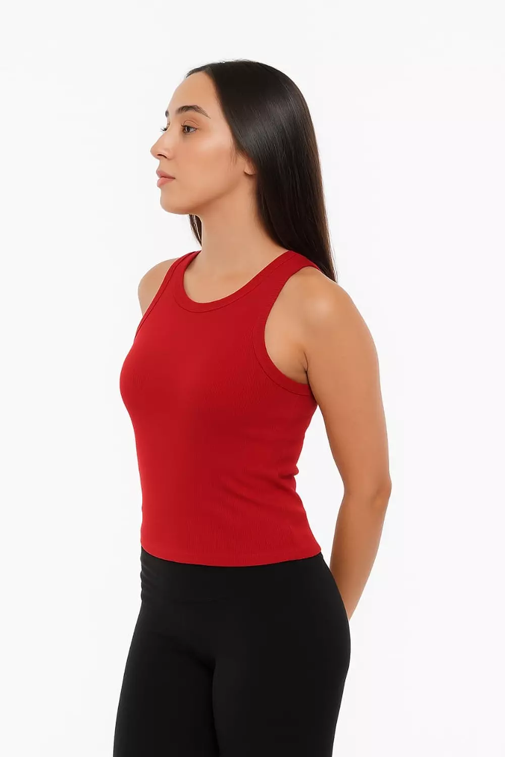 Crew Neck Tank Top- Red – vibrant, energetic statement 1