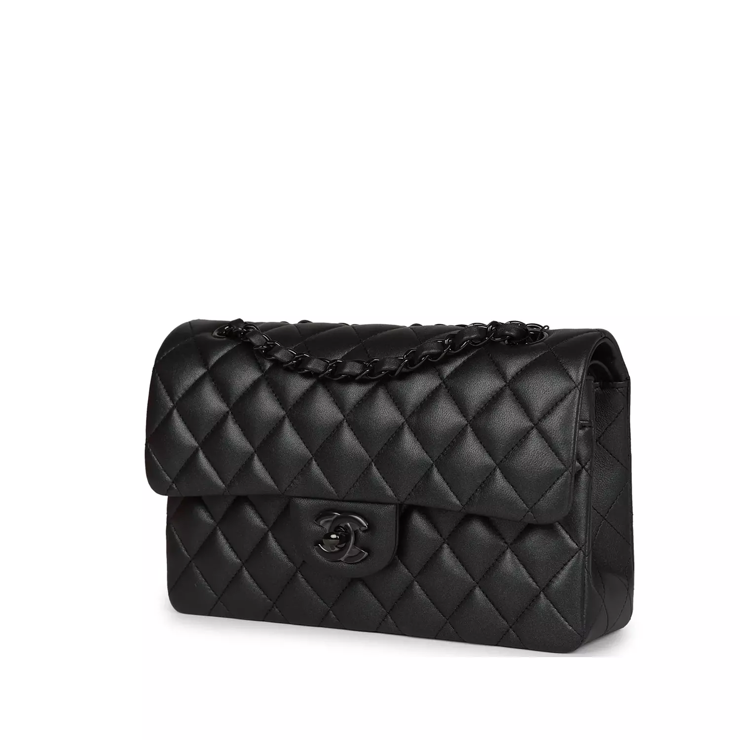 Chanel Small Classic Double Flap Bag in So Black iridescent lambskin with black 5