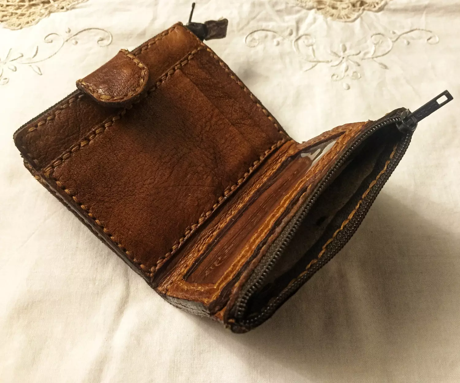 Tooled flowers leather wallet -flap closure 6