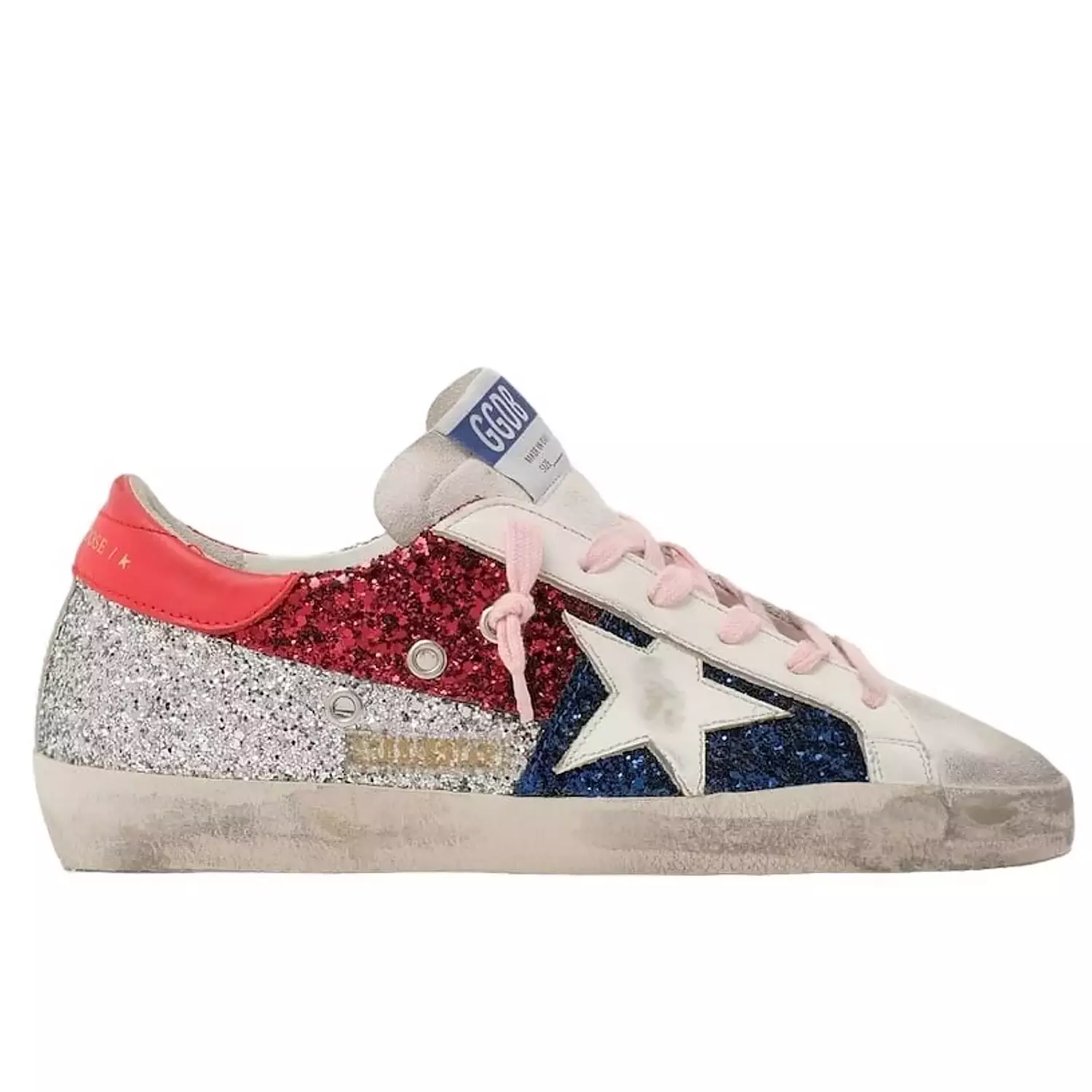 Golden Goose Glitter Detail Superstar Trainers In White image