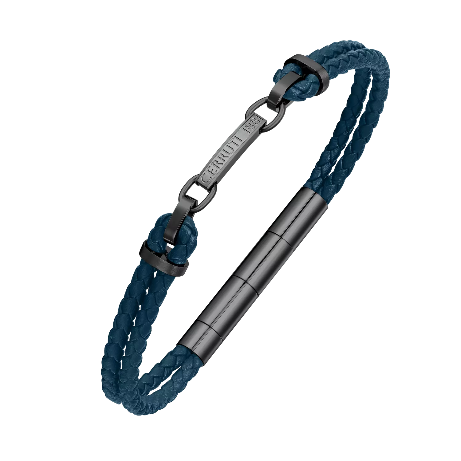 Cerruti 1881 Men's Sandro IP Plated Blue Textured Bracelet Leather CIAGB0014302 1