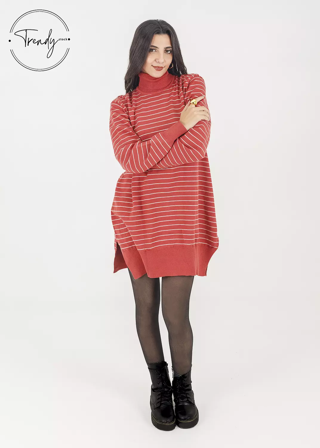 Orange Stripped Short Dress 2