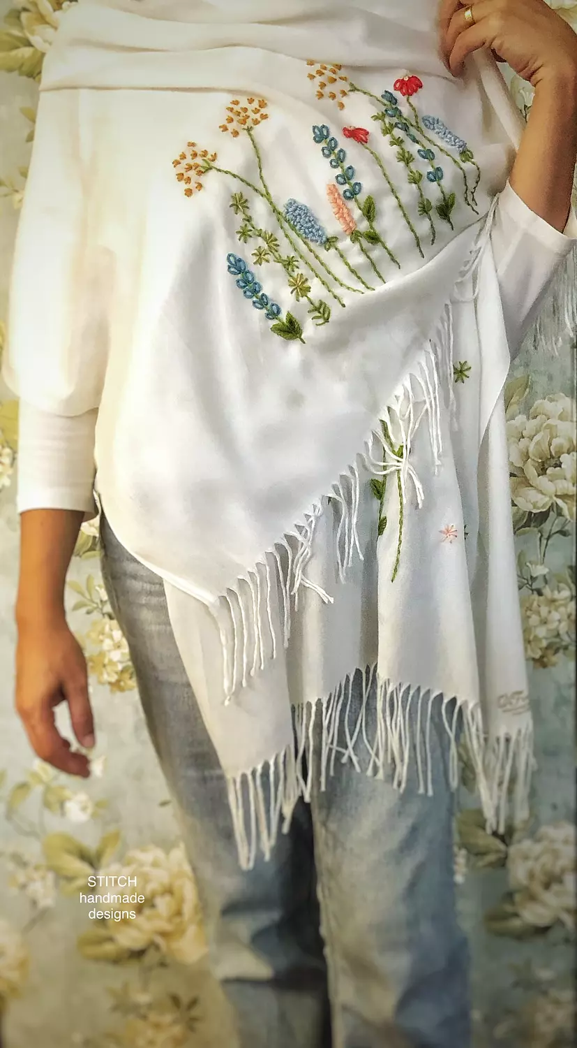Ivory Garden Pashmina Shawl hover image