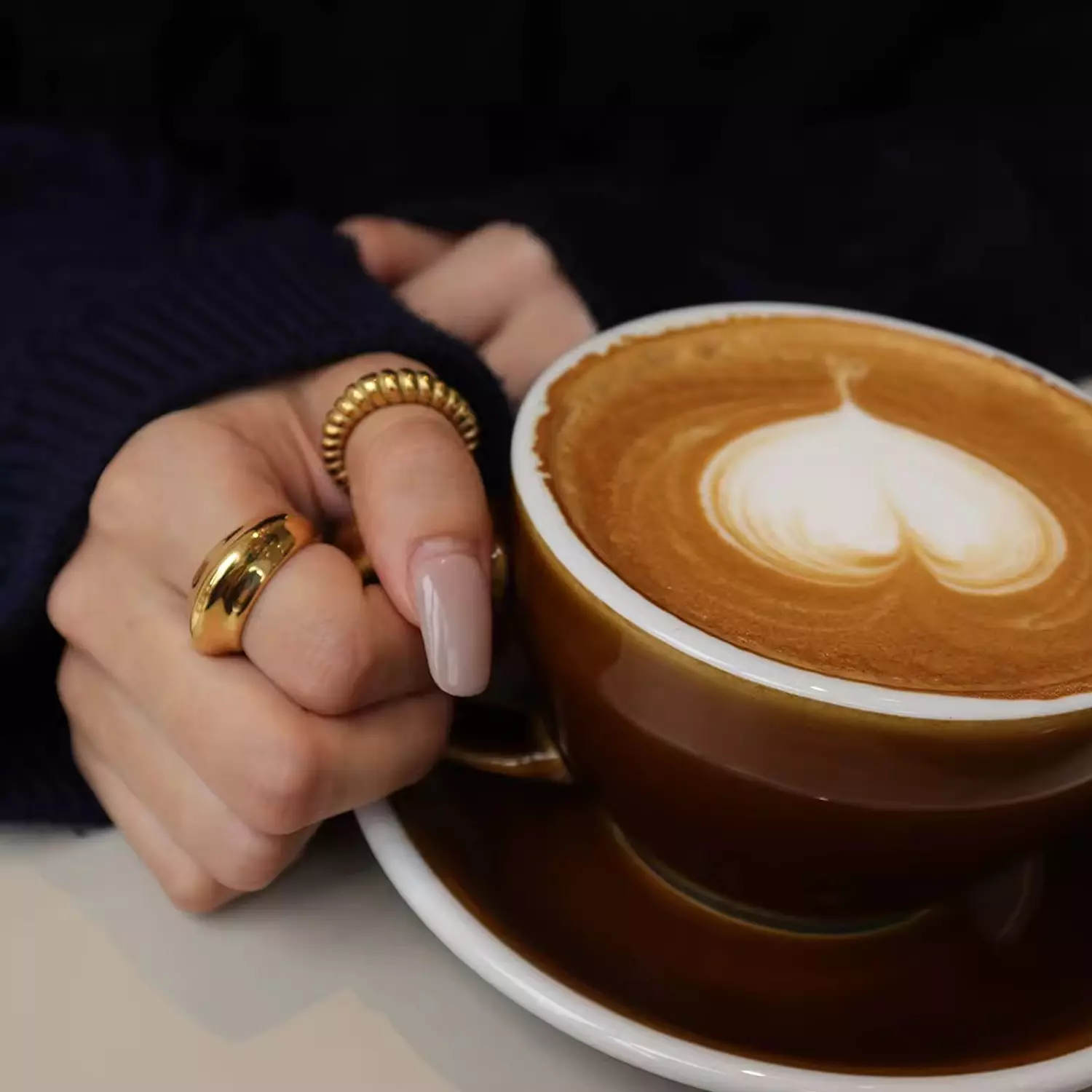 minimalist croissant gold rings image