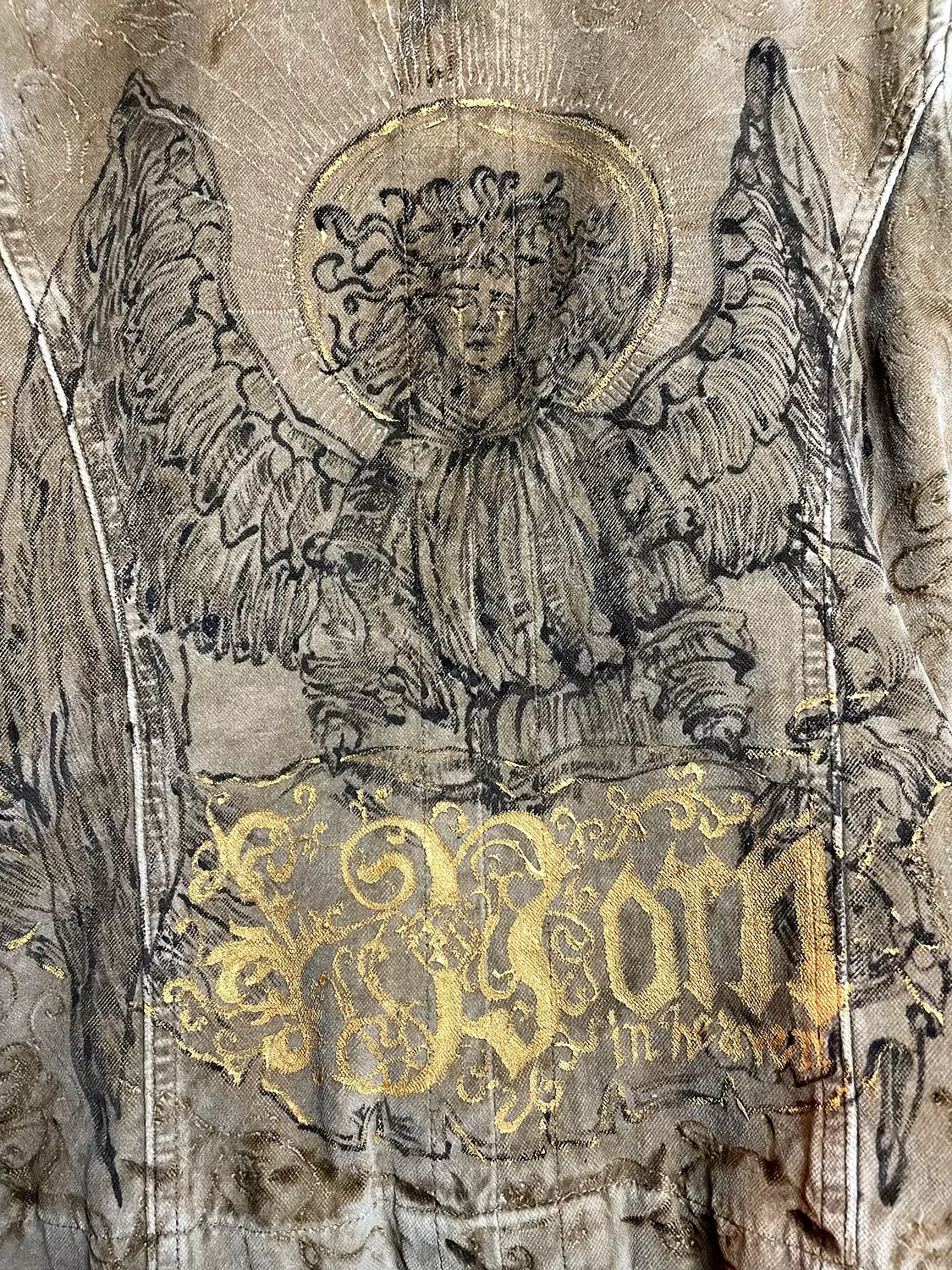 “Faust Angel” hand painted & burned jacket 1