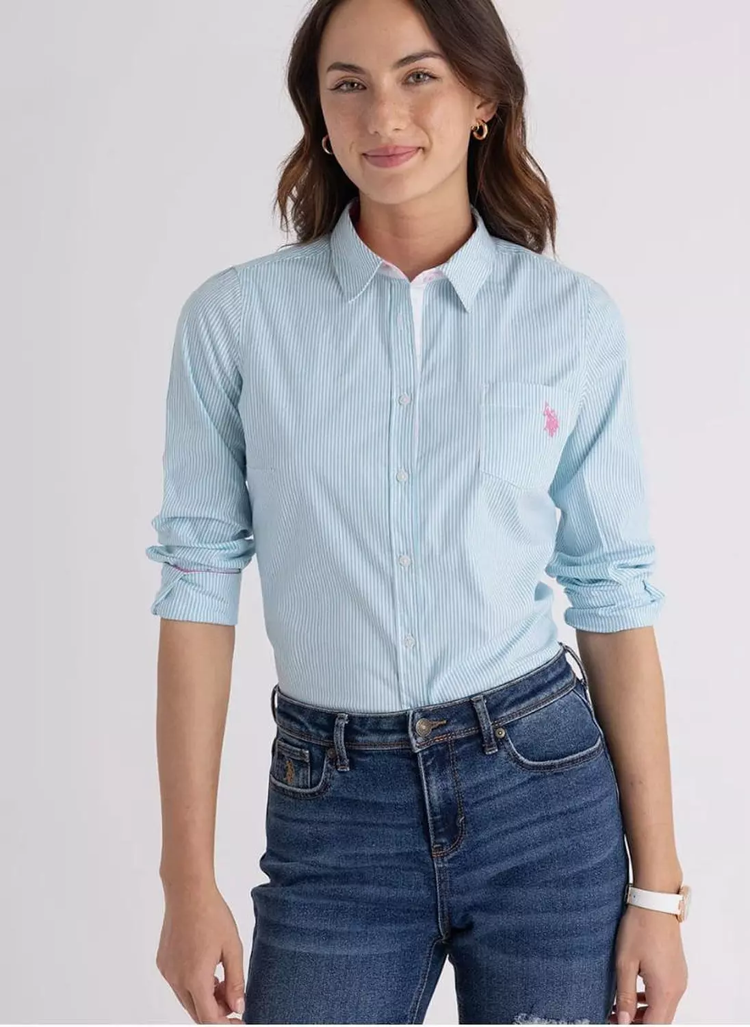 U.S. Polo Assn. Women’s Striped Button-Down Shirt image