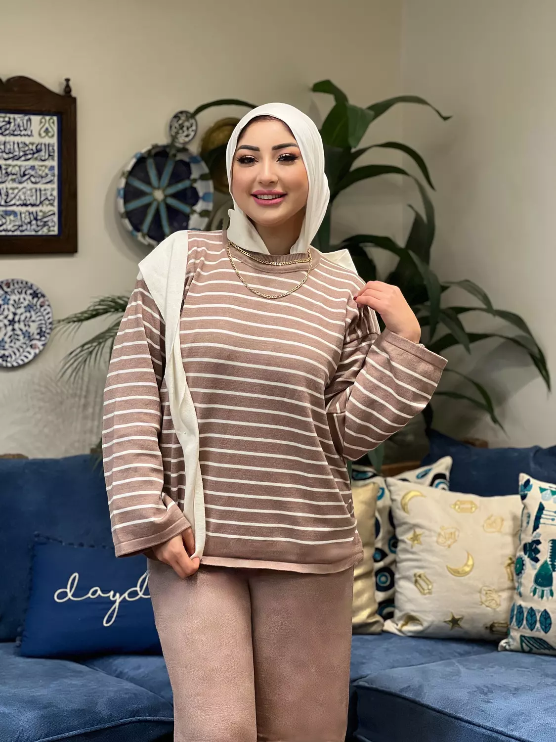 Knitted Set - Café and Off White  hover image