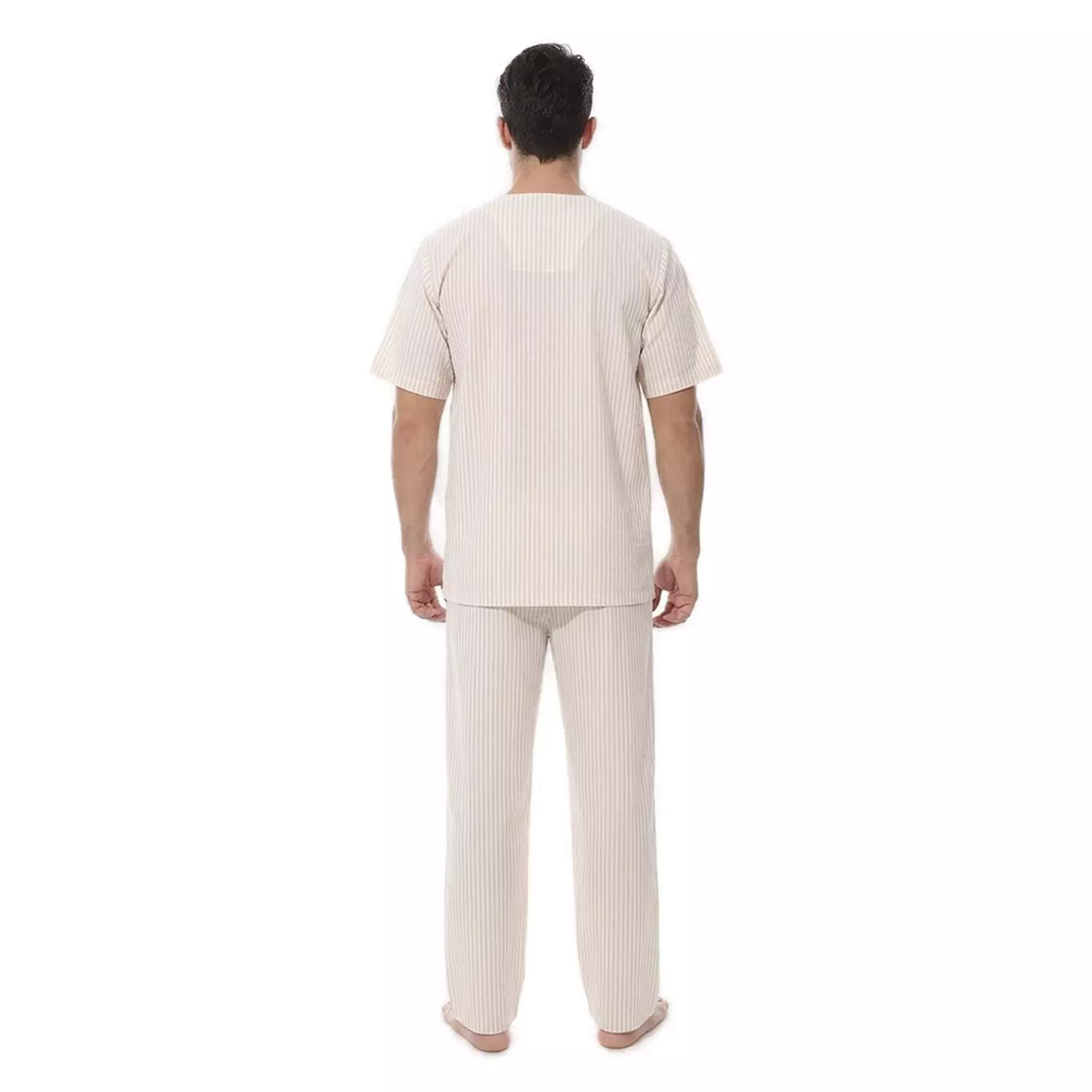 Men Classic Pajama Set - 2289 - Light Beige - 2 Stripe Beige 4