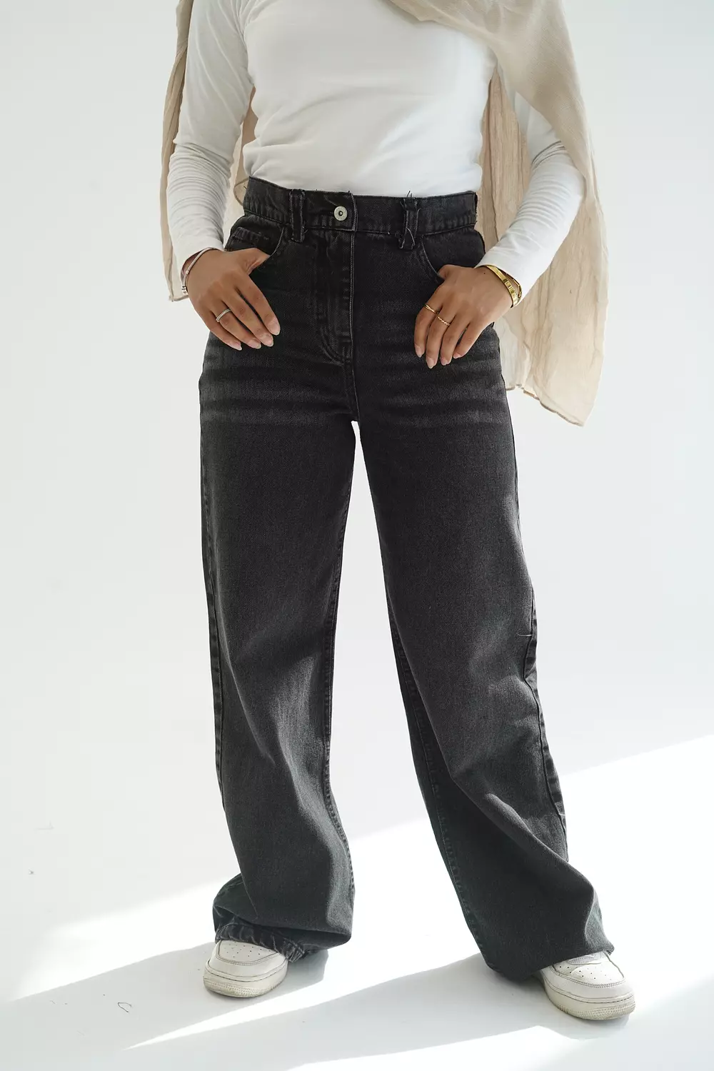 Dark gray denim pent 1