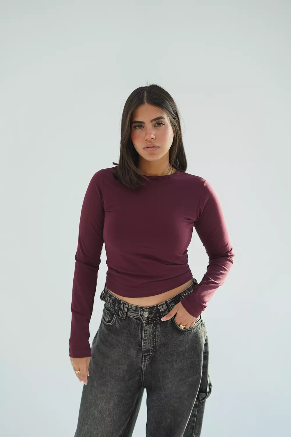 Burgundy top with long sleeve-2nd-img