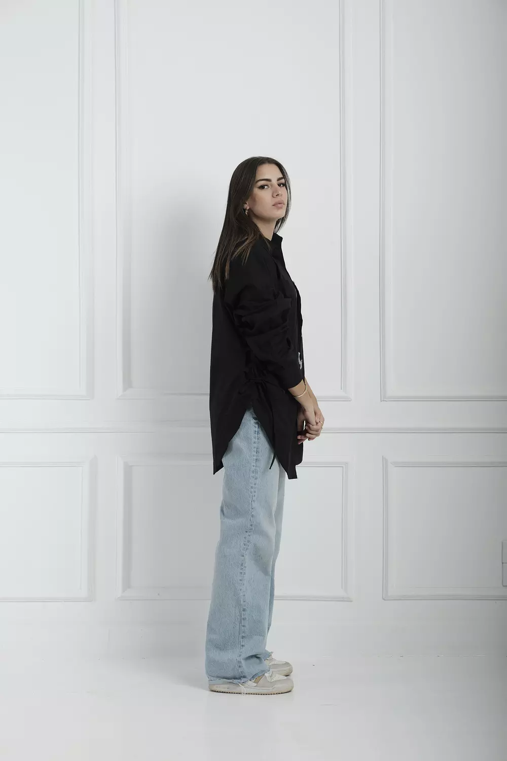 Side ties shirt -Black 2