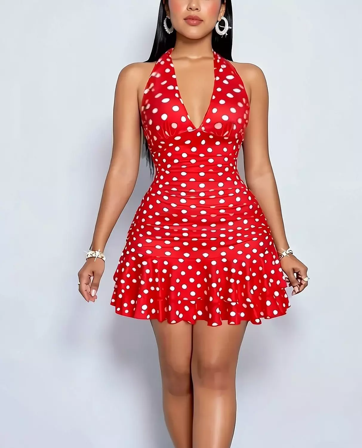 Polka Dot Halter Lingerie Dress hover image