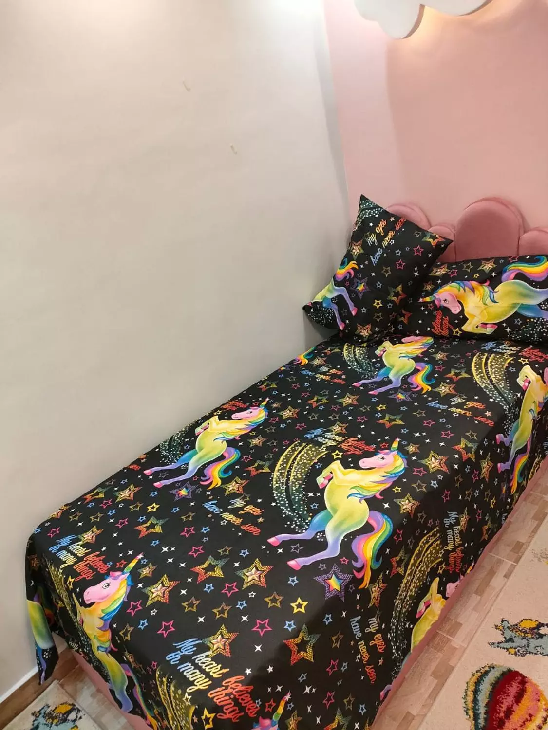 yellow unicorn children's bedding set image