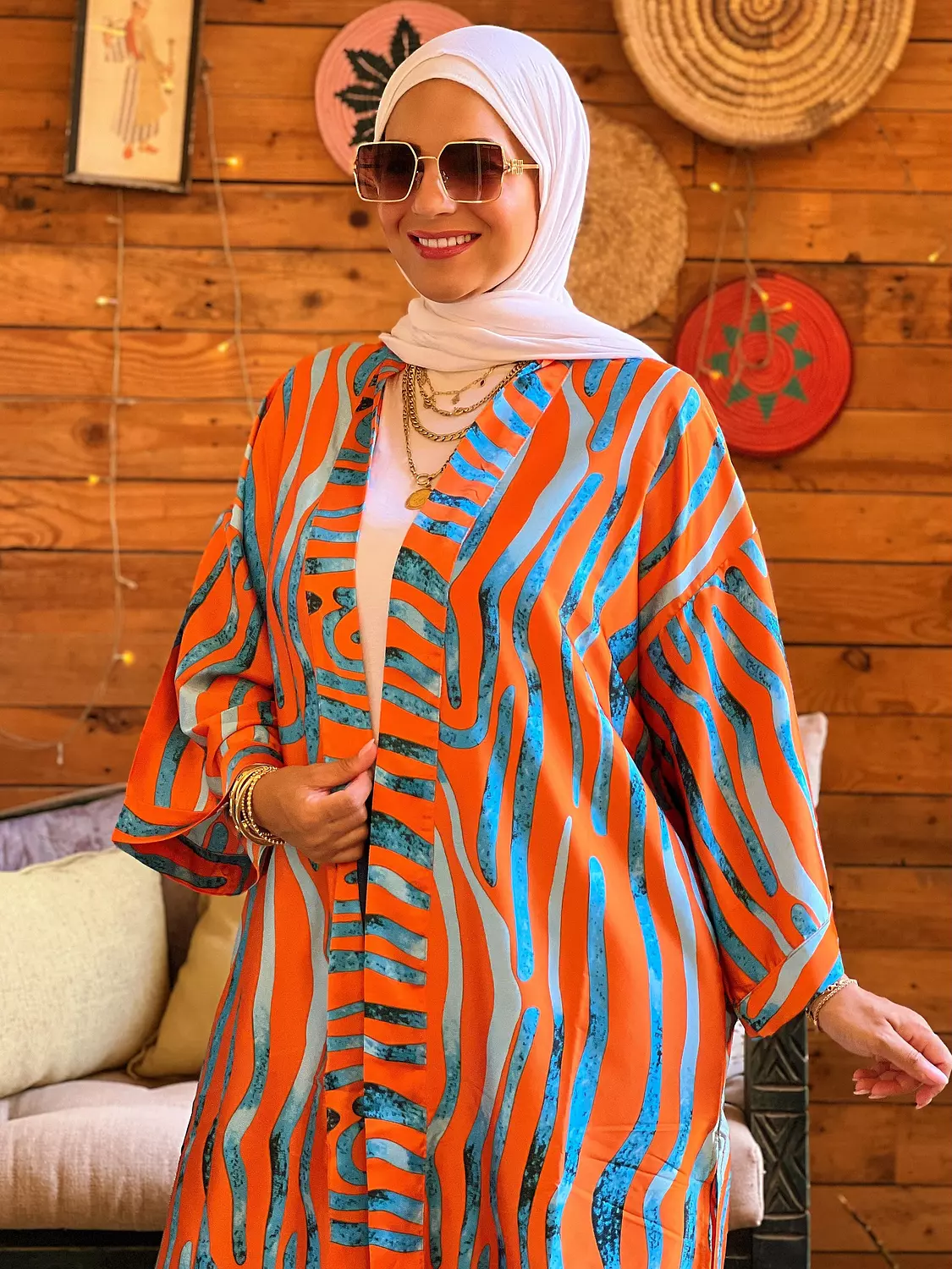 Zibra kimono - Orang and Baby Blue 2