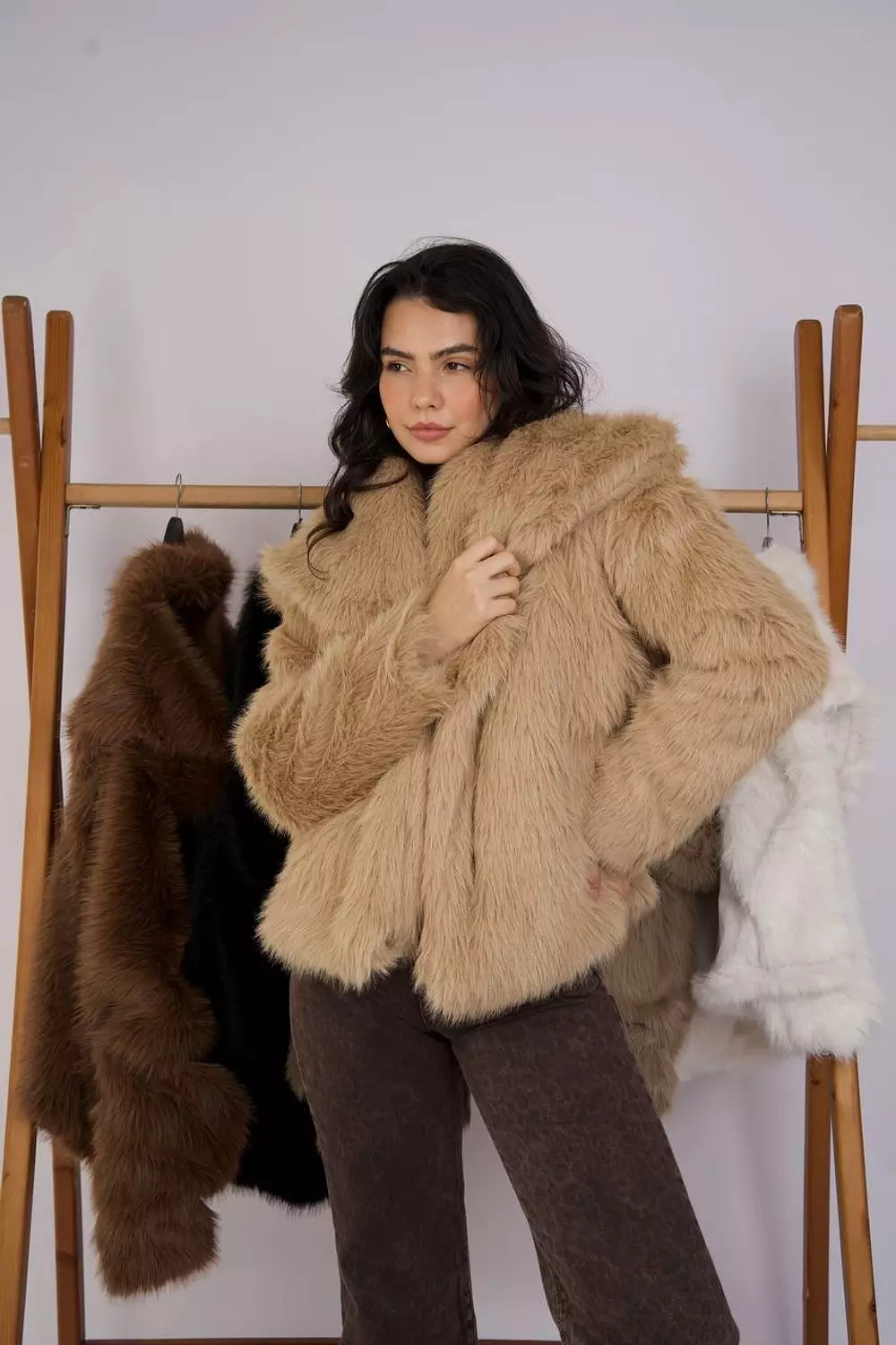 Imported fur jacket with elegant collar  25