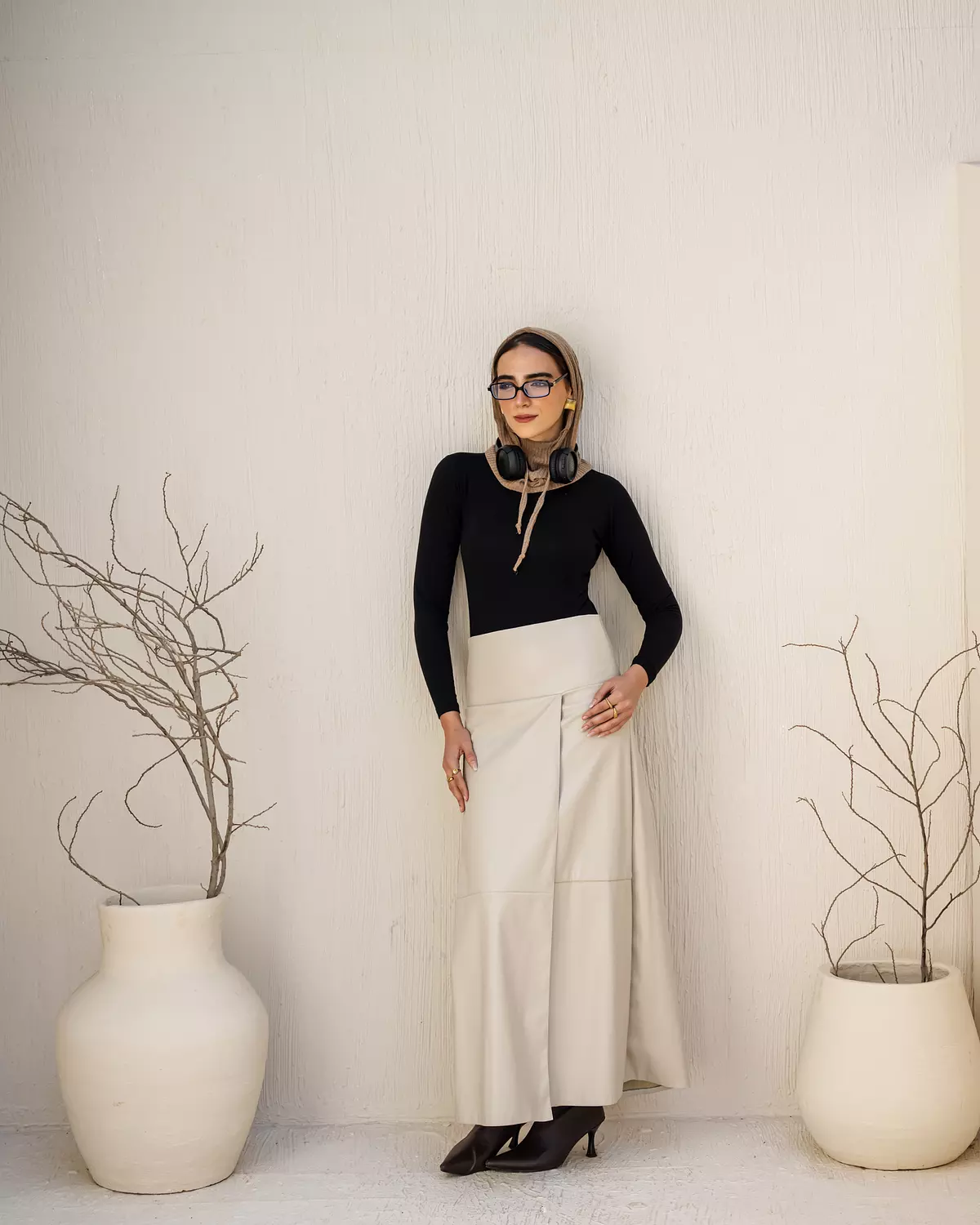 Faux Wrap skirt in Creme