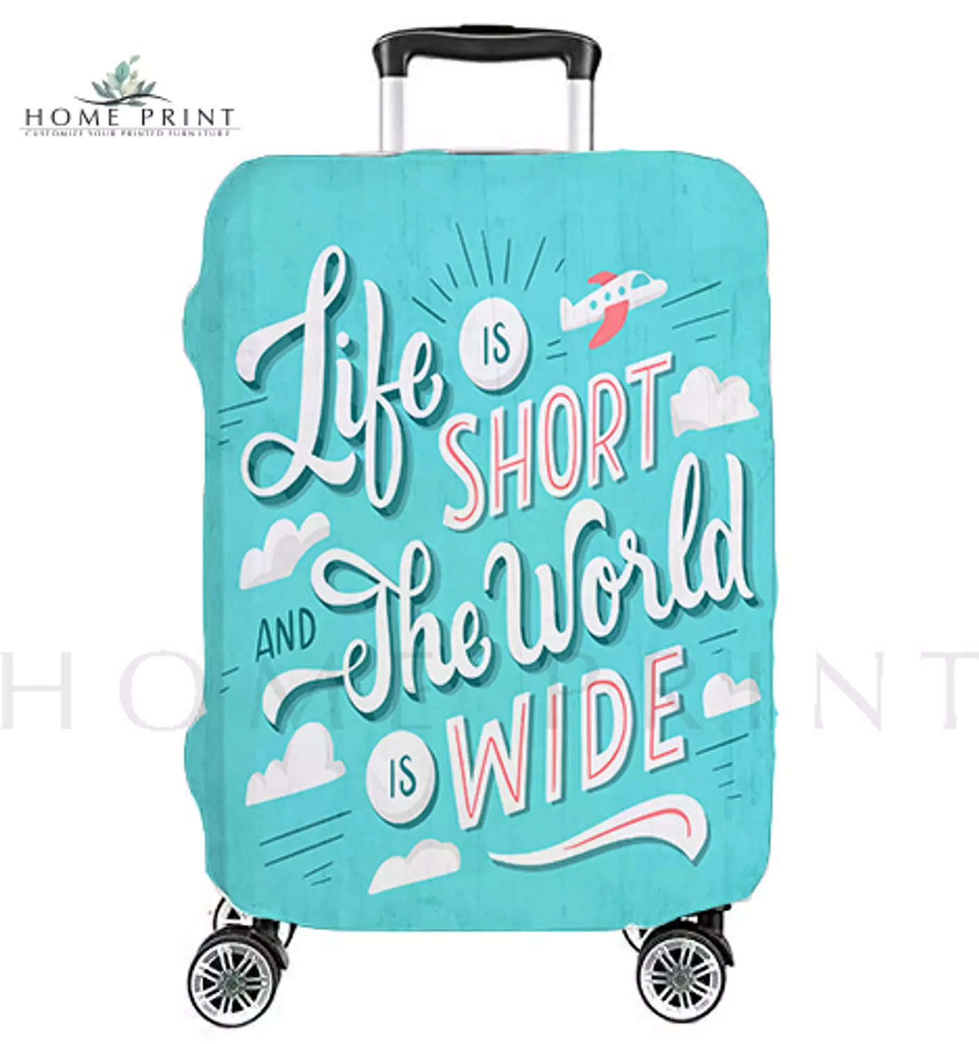 Suitcase Lycra Cover  - Life is short the world is white - Light Colors pattern  image