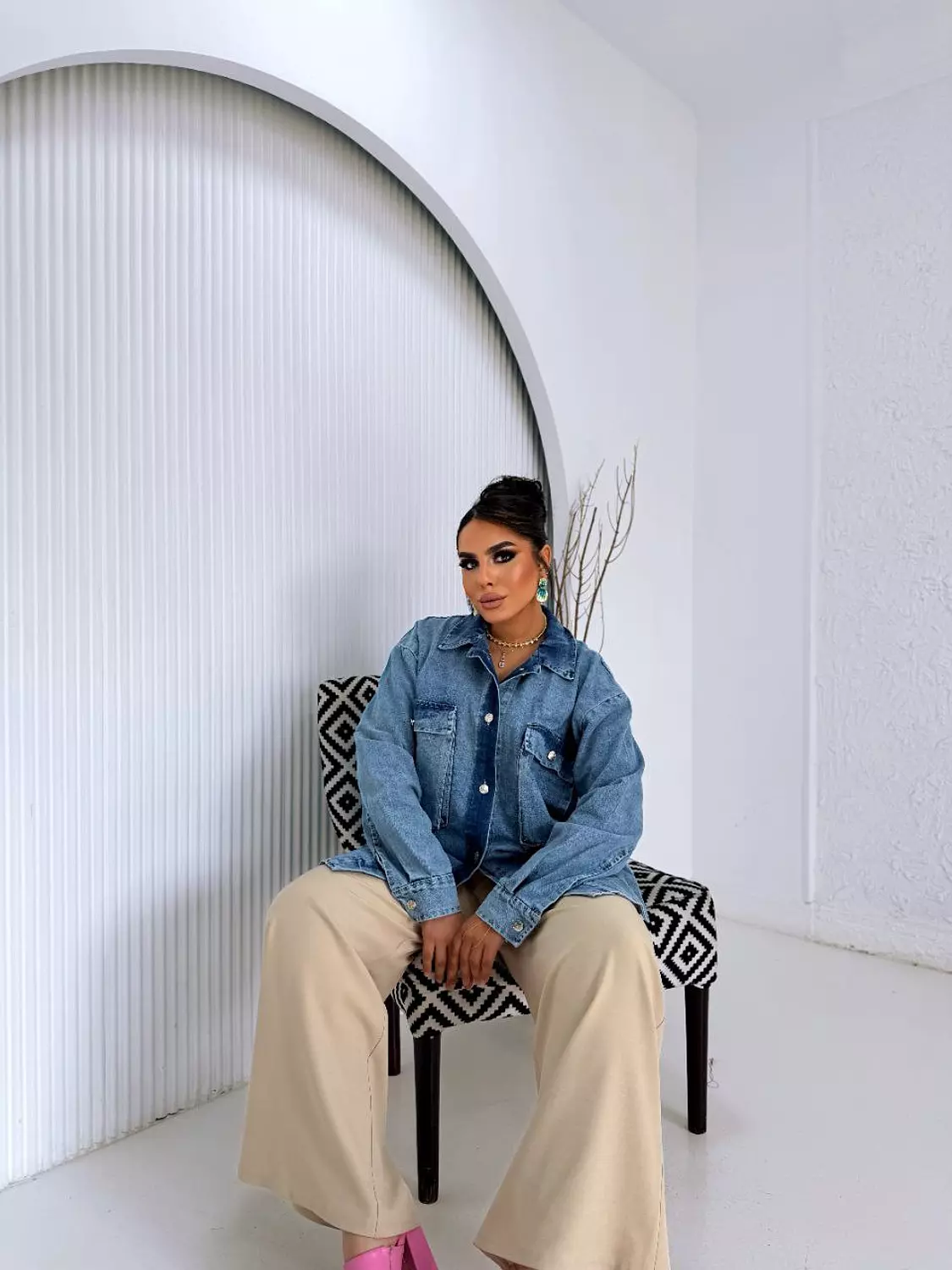 Oversized Denim Shirt In Dark Wash 4