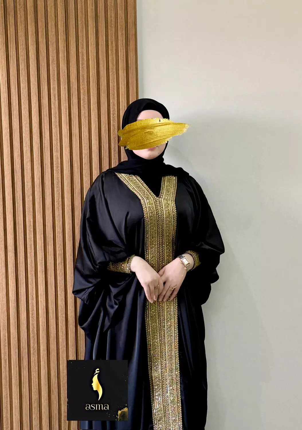 Black Abaya With Golden Touch 1