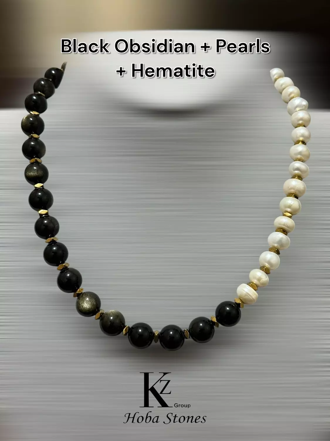 Necklace Black Obsidian with Pearl image