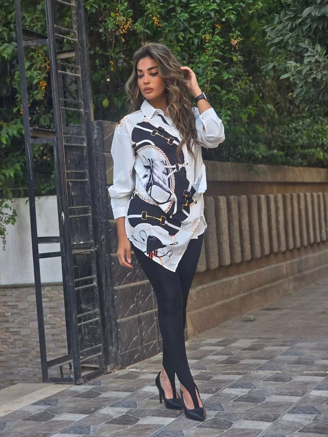 Black stirrup leggings  hover image