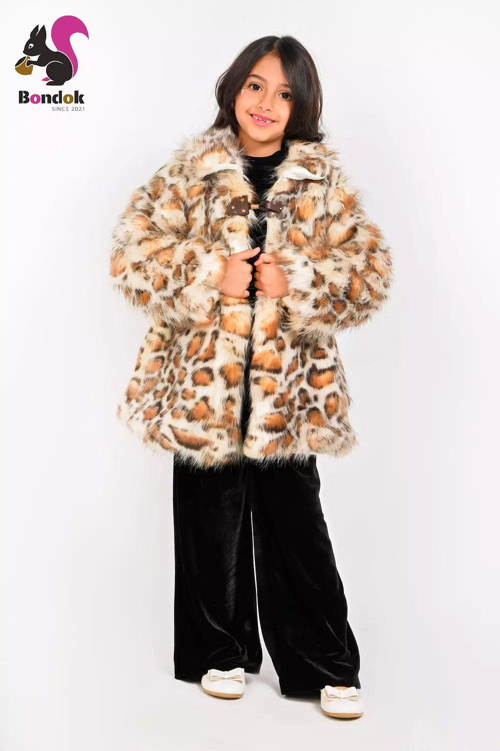 Girls Leopard Print Faux Fur Jacket, Kids Fashion Winter Coat 4