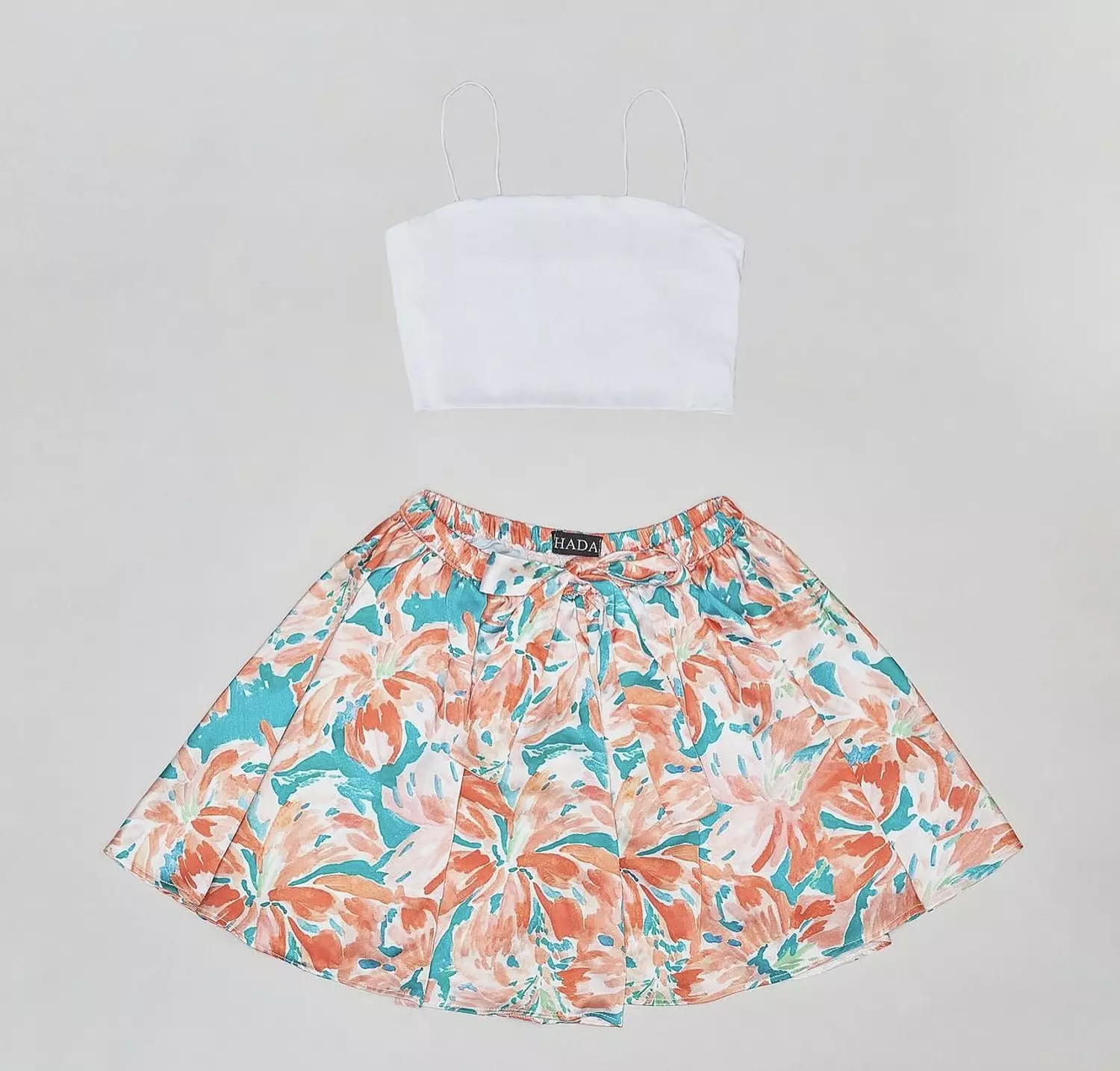Orange X Green Top and Shorts Set image