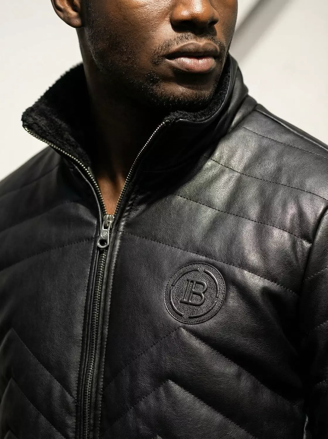 Jacket Leather Balmain Circle badge  3
