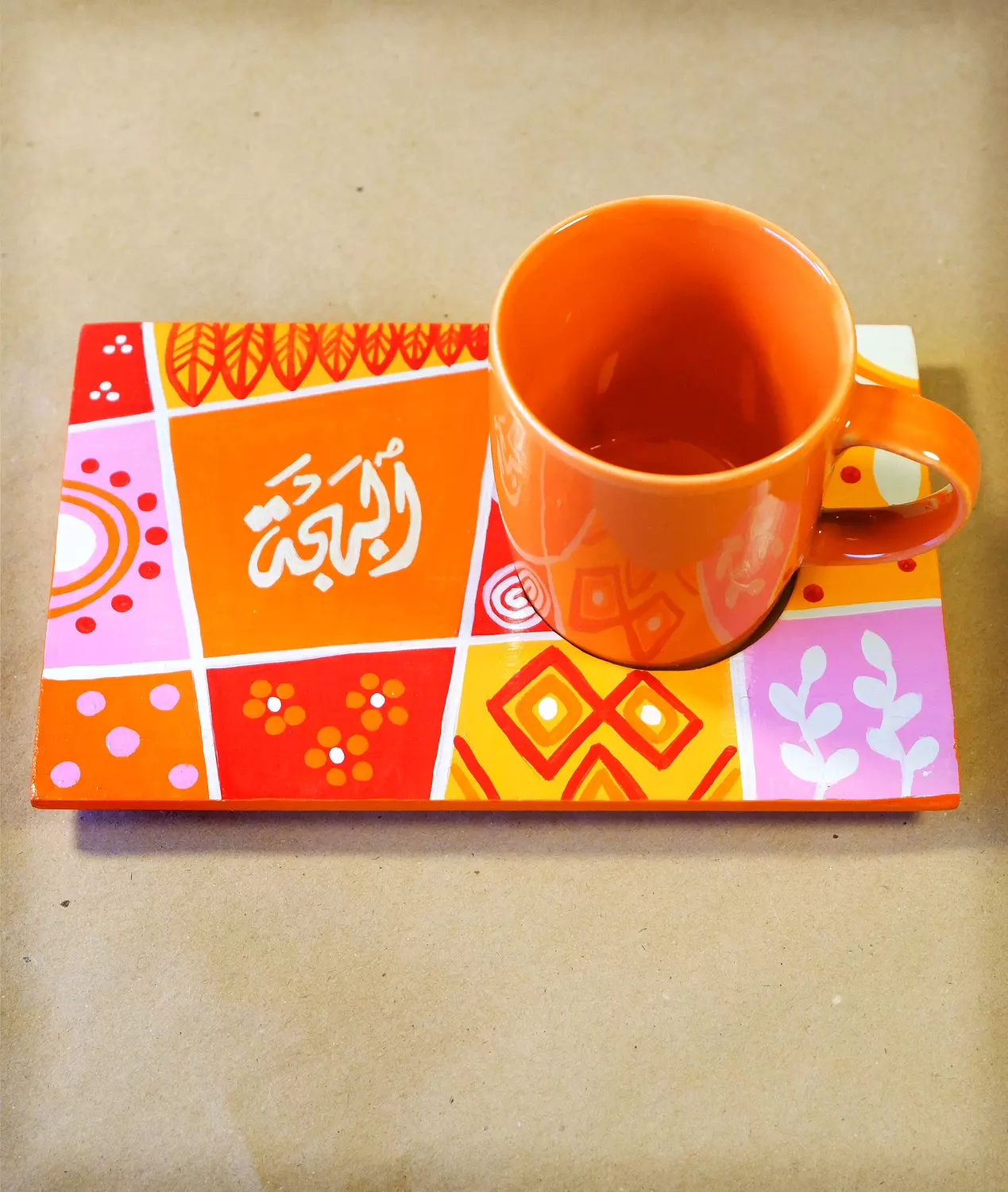 Coaster mug -sun squares orange  image