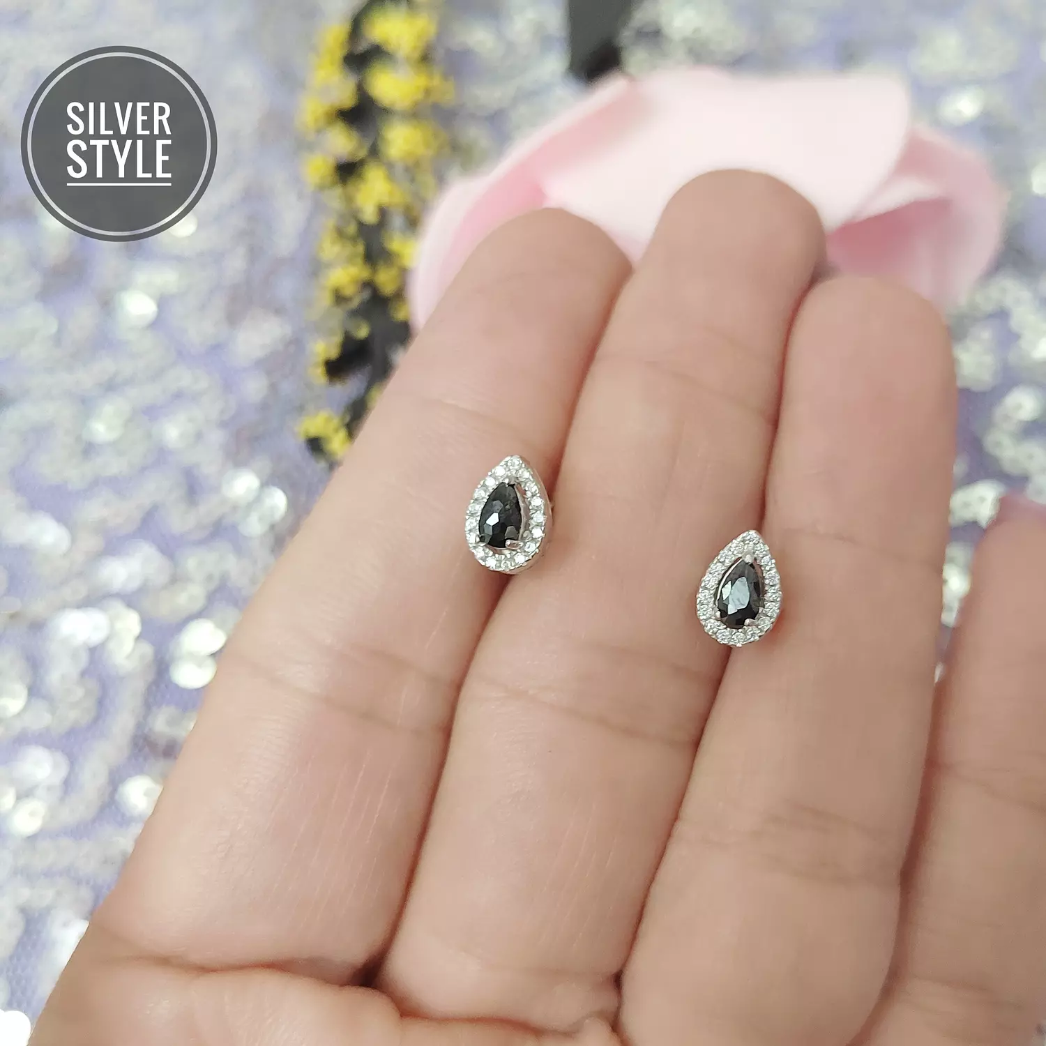Small black stone Earrings  1