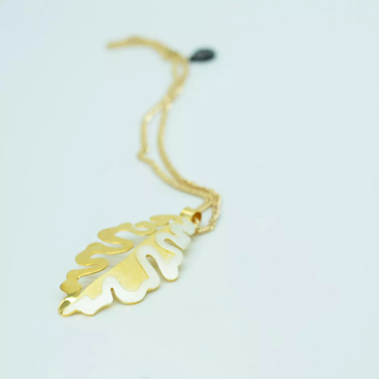 Two-layer brass chain plated with matte and shiny gold, silver and platinum - 60 cm - Mulberry leaf 2