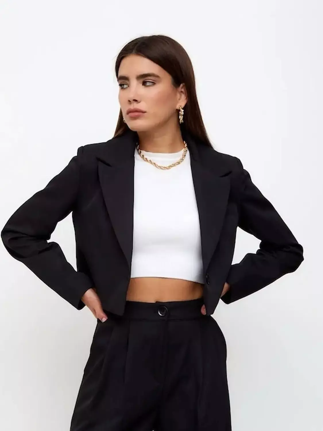 Cropped Rosaline Blazer – Boxy Fit with Notched Lapels & Lining 5
