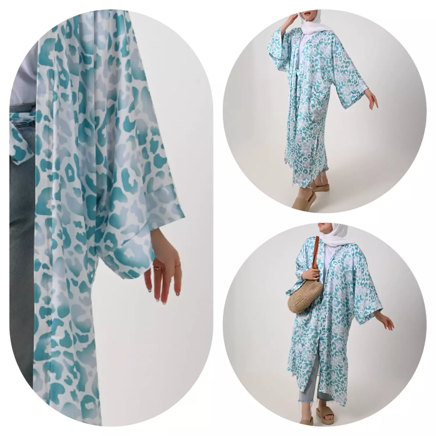 Baby Blue Leopard Kimono  3