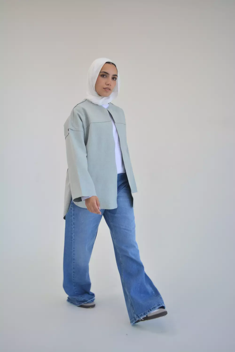 EARTHY Jacket in mint gray 2