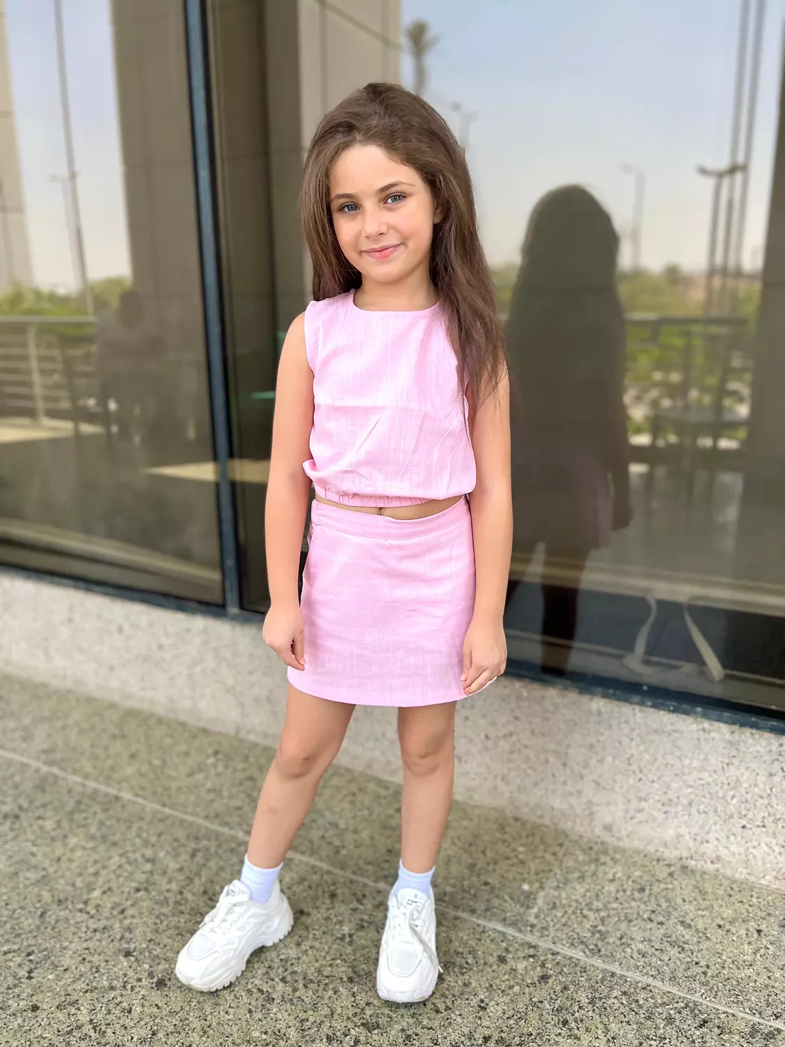 Skirt linen Set in Light Pink image