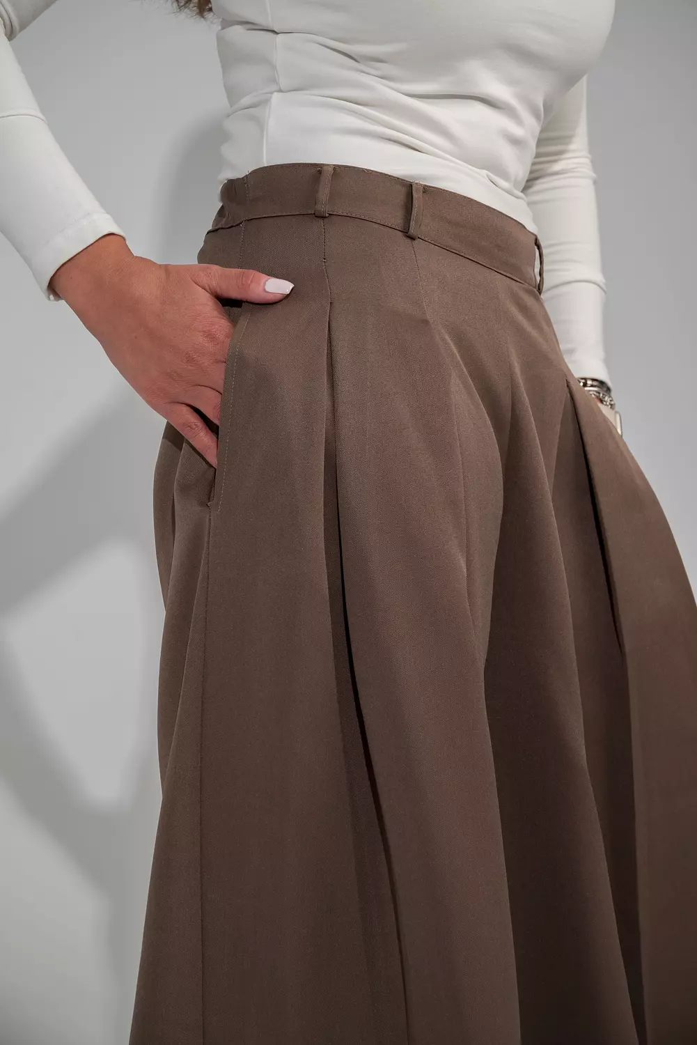 Fluid Palazzo Pants Beige hover image