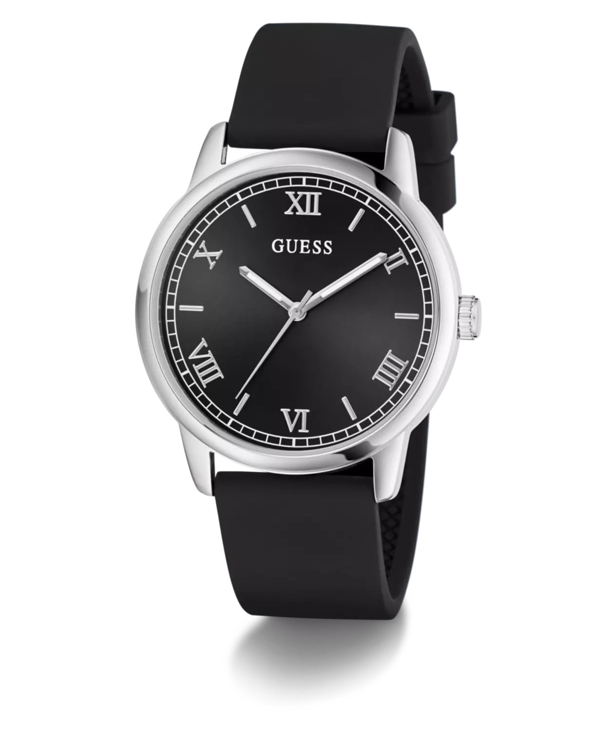 GUESS Mens Black Silver Tone Analog Watch 3