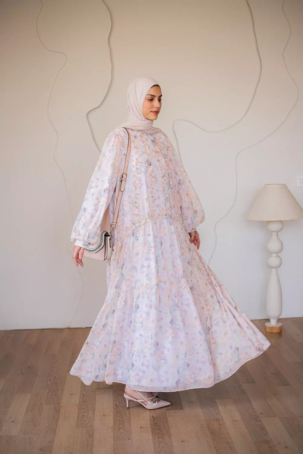 Rose Chiffon Dress with Full Lining image