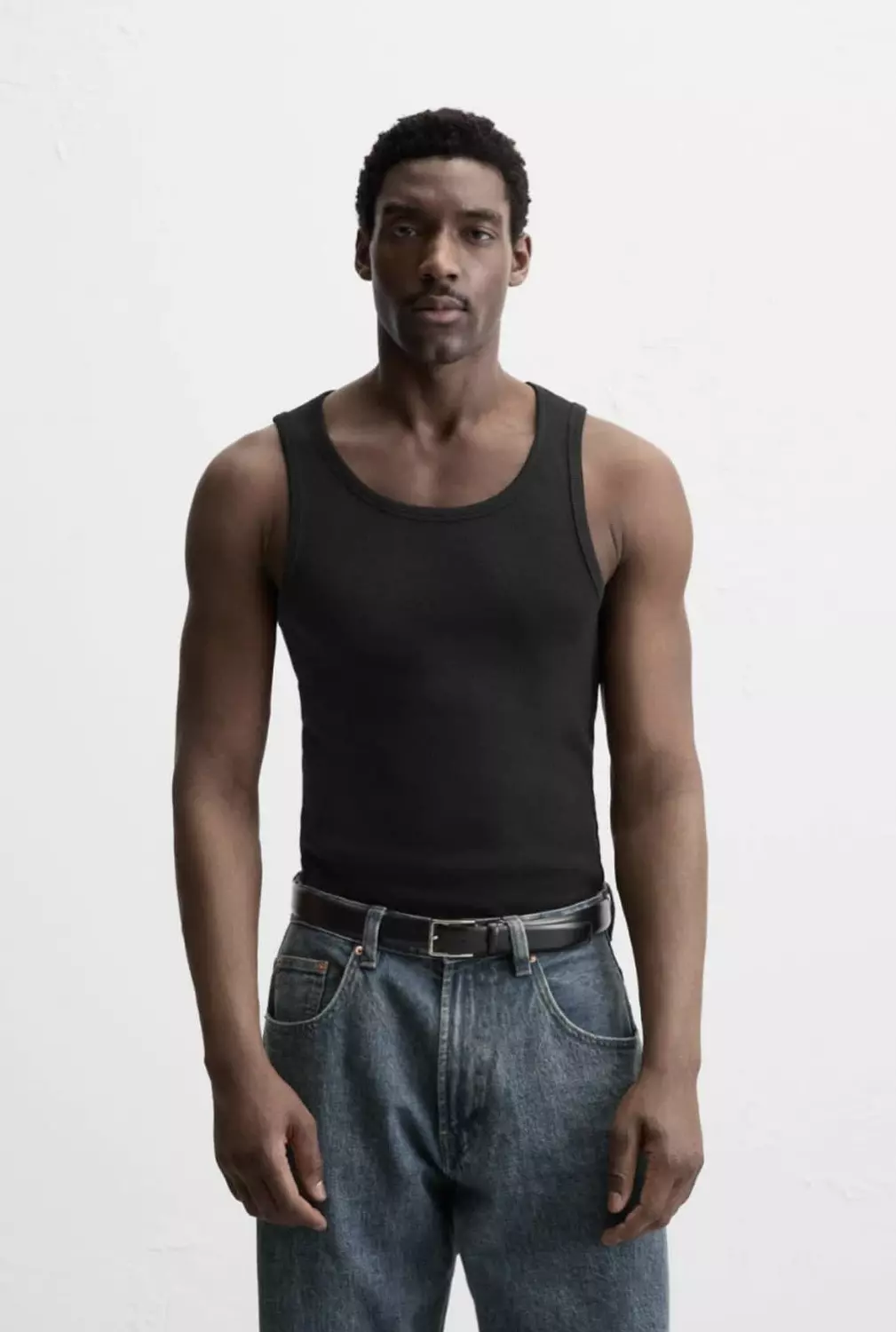 BASIC RIBBED TANK TOP (black) image