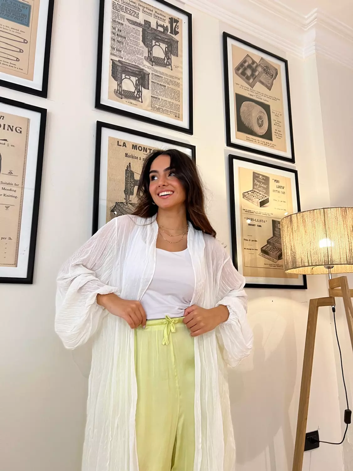 Crushed chiffon kimono in white