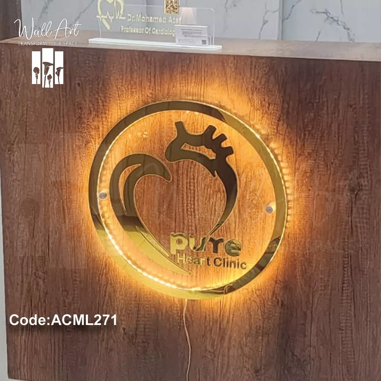 ACML271-Lighted Golden Acrylic Sign   image