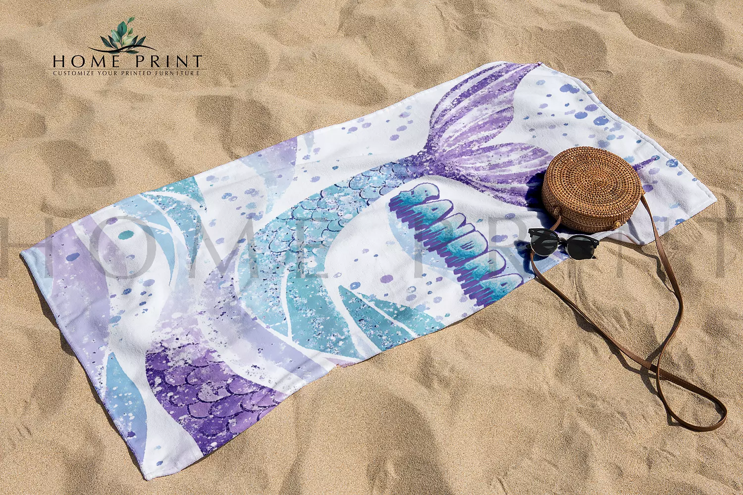 Microfiber Towel  - Colorful Mermaid Tail - Multi Color Design  image