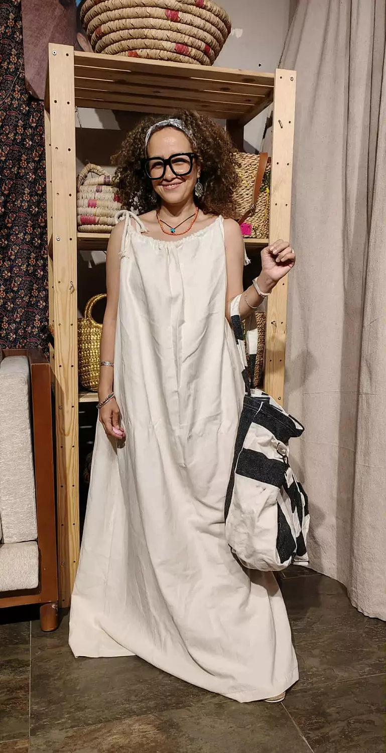 Boho maxi linen strap dress 7