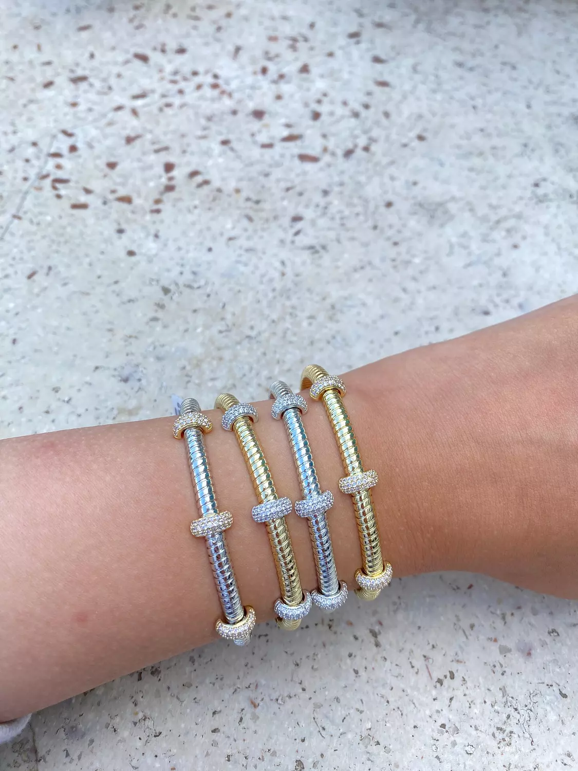 Silver & gold bangle image